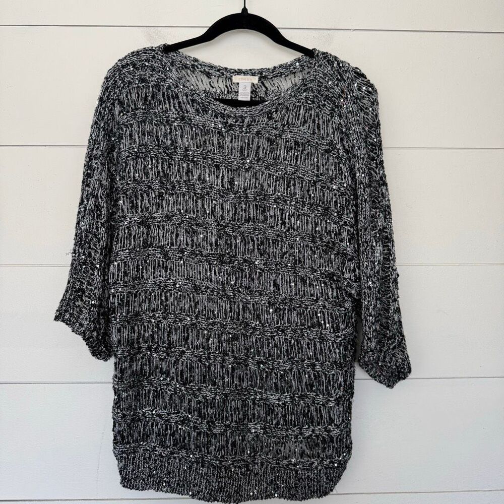 Chico’s Women’s 3 Grey Knit Open Sweater Pullover - Picture 1 of 4